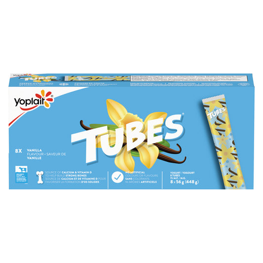 YOPLAIT TUBES 1% VANILLA, 8 X 448 G