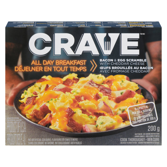 CRAVE BREAKFAST EGG BACON CHEDDAR SURGE, 12 X 200 G