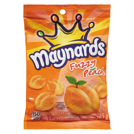 MAYNARDS FUZZY PEACH CANDY, 12 X 185 G