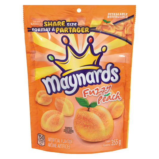 MAYNARDS FUZZY PEACHES CANDY, 12 X 355 G