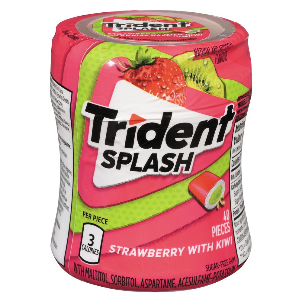 TRIDENT GUM SPLASH STRAWBERRY KIWI, 10 X 1 UN