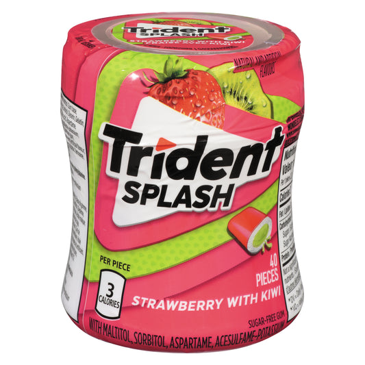 TRIDENT GUM SPLASH STRAWBERRY KIWI, 10 X 1 UN