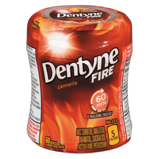 DENTYNE FIRE CINNAMON GUM BOTTLES, 6 X 1 UN