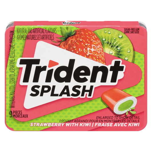 TRIDENT GUM SPLASH STRAWBERRY KIWI, 6 X 1 UN