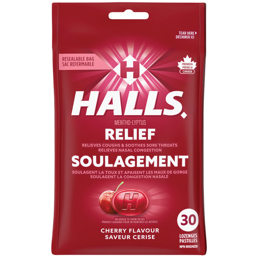 HALLS MENTHOL EUCALYPTUS CHERRY BAG, 12 X 30 UN