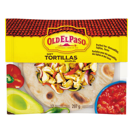 OLD EL PASO MEDIUM FLOUR TORTILLAS, 18 X 297 G
