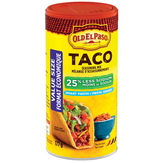 OLD EL PASO LESS SODIUM TACO SEASONING, 12 X 177 G