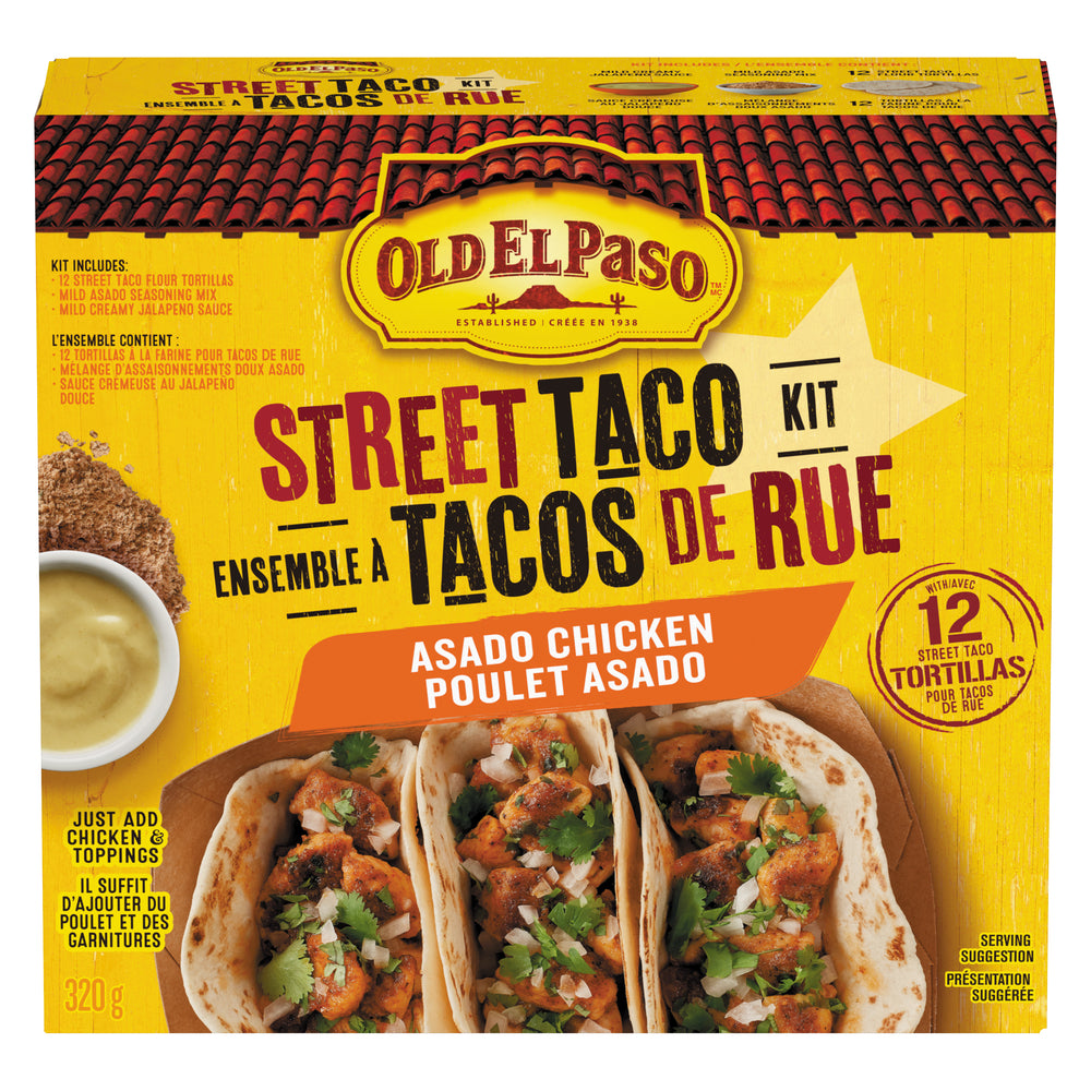 OLD EL PASO STREET KIT FOR ASADO CHICKEN TACOS, 6 X 320 G