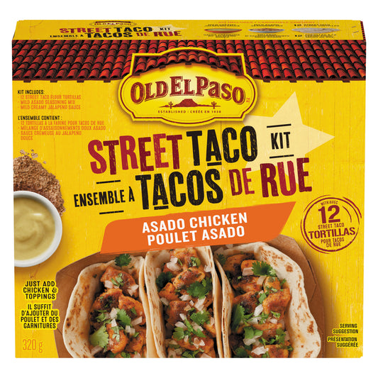 OLD EL PASO STREET KIT FOR ASADO CHICKEN TACOS, 6 X 320 G