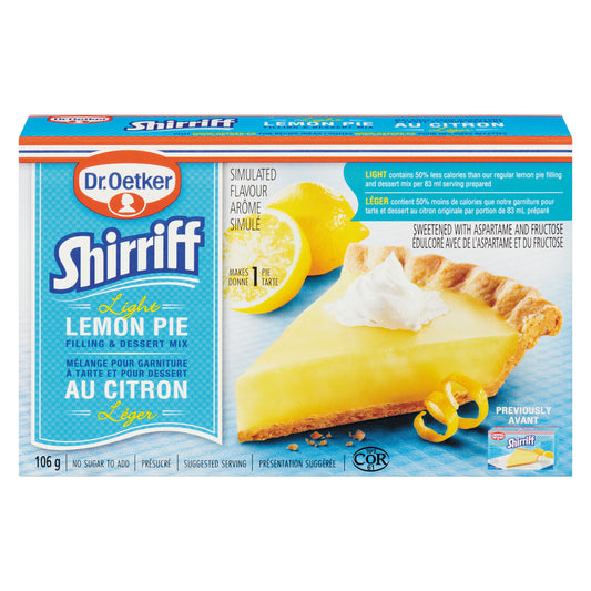 SHIRRIFF PIE FILLING LEMON LIGHT, 12 X 106 G