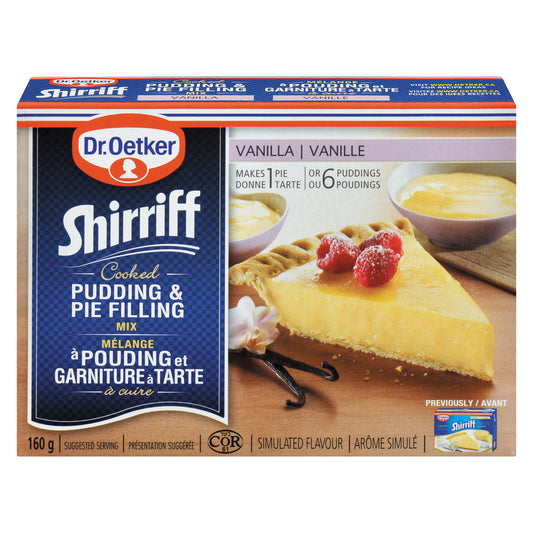 SHIRRIFF VANILLA PIE FILLING, 12 X 160 G