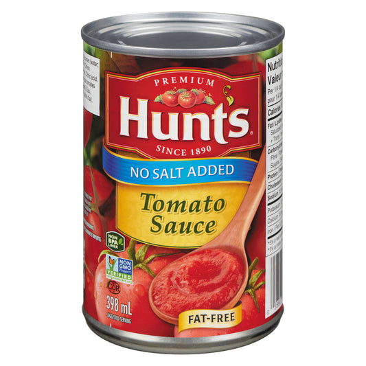 HUNT'S NO SALT ADDED TOMATO SAUCE, 24 X 398 ML