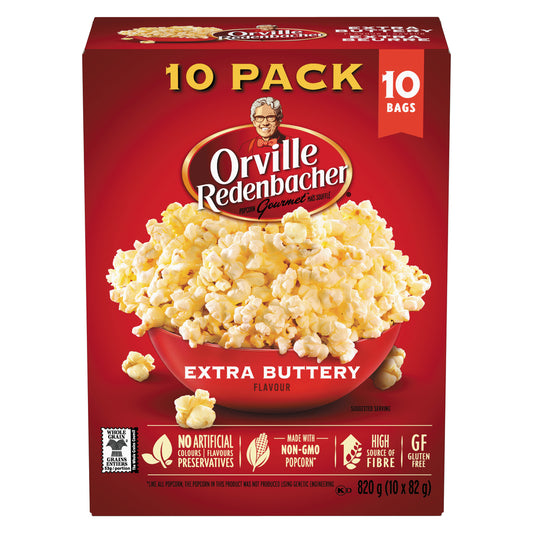 ORVILLE EXTRA BUTTERY POPPED CORN, 6 X 10 X 82 G