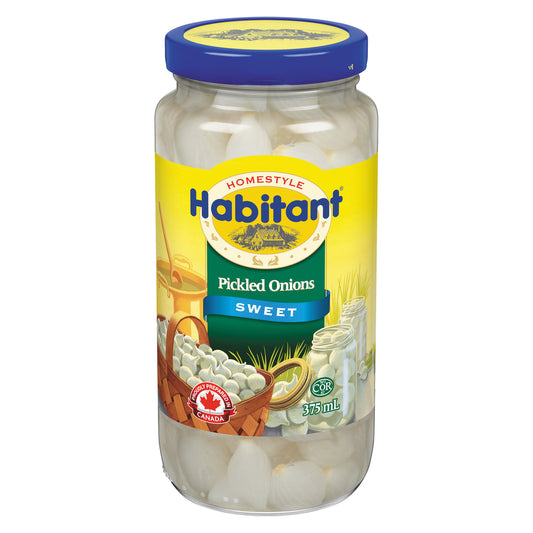 HABITANT SWEET WHITE PICKLED ONIONS, 12 X 375 ML