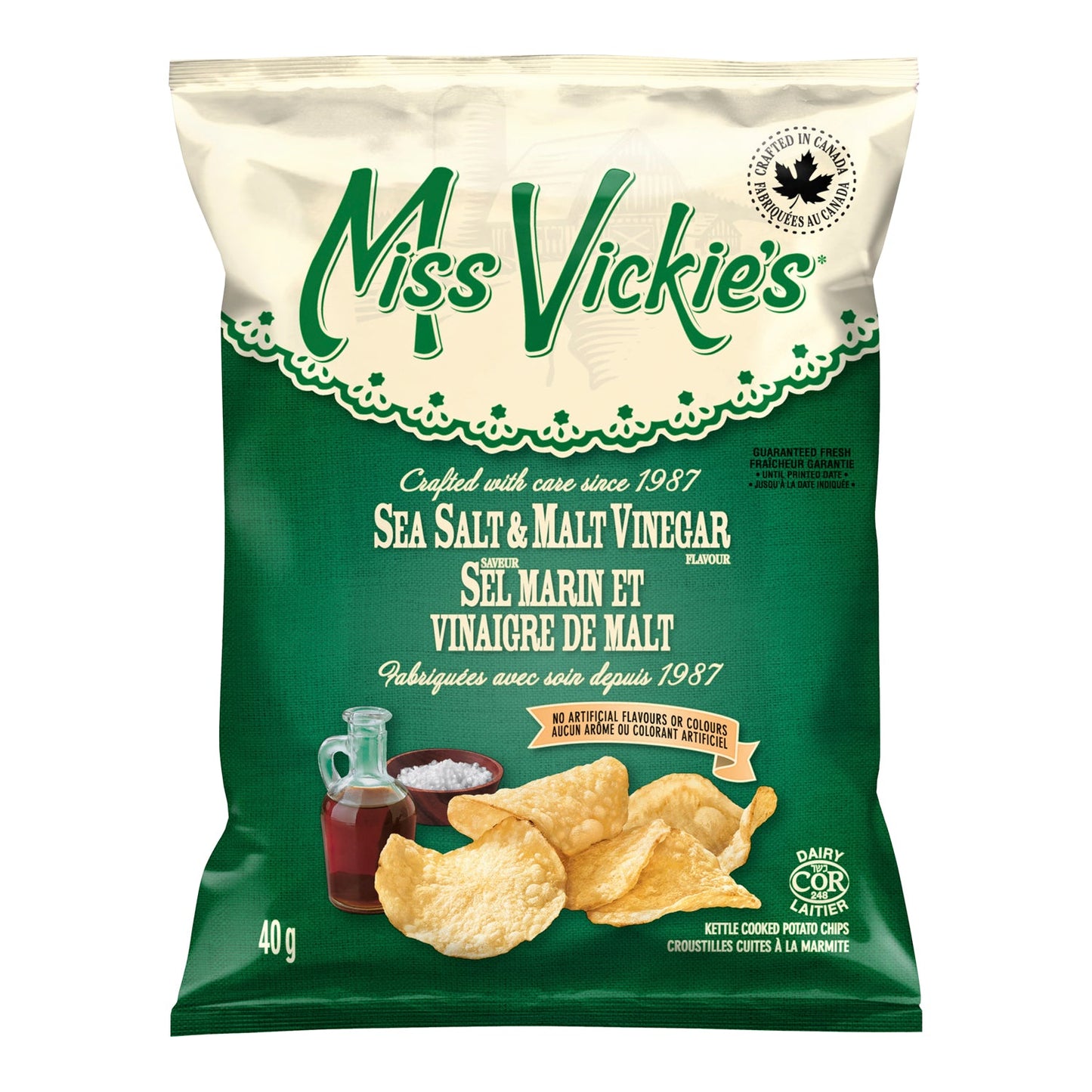 MISS VICKIES, SEA SALT & MALT VINEGAR, 40 X 40G