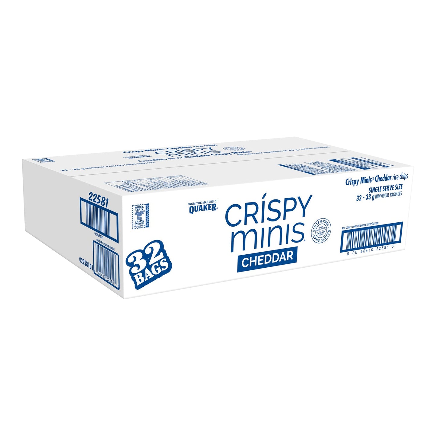 QUAKER CRISPY MINIS, BROWN RICE CHIPS CHEDDAR, 32 X 33G