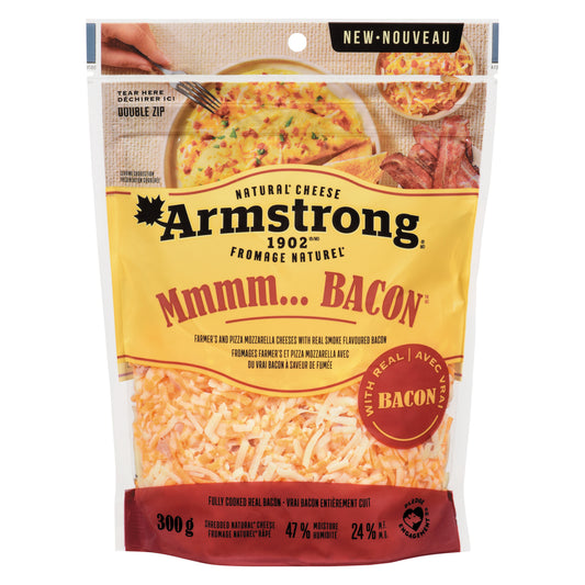 ARMSTRNG SHREDDED CHEESE WITH BACON, 12 X 300 G