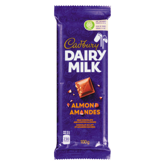 CADBURY ALMOND CHOCOLATE BAR FAMILY SIZE, 24 X 100 G