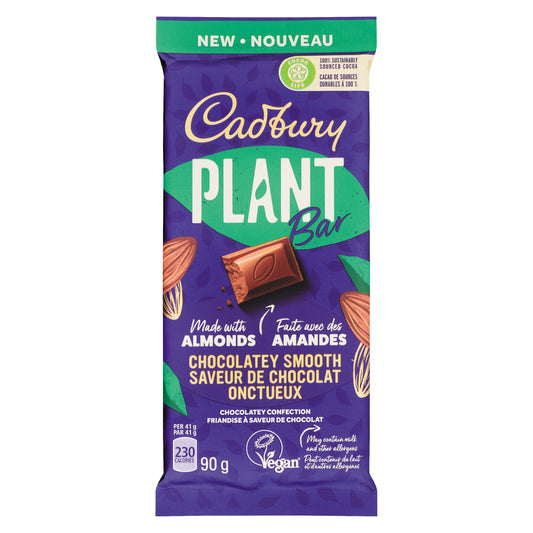 CADBURY PLANT CHOCOLATE SMOOTH BAR, 18 X 90 G