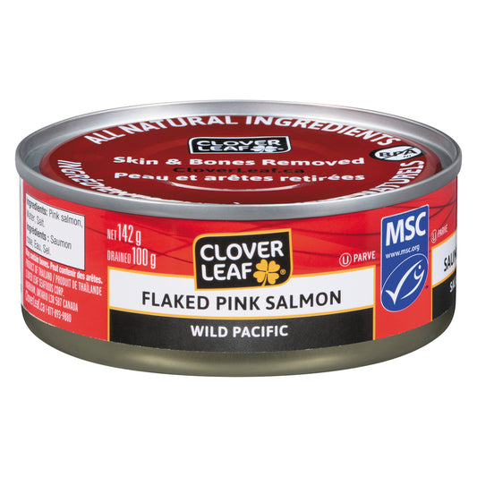 CLOVERLEAF FLAKED PINK SALMON, 24 X 142 G