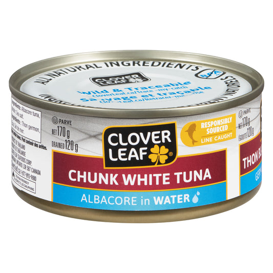 CLOVERLEAF WHITE TUNA CHUNKS IN WATER, 24 X 170 G