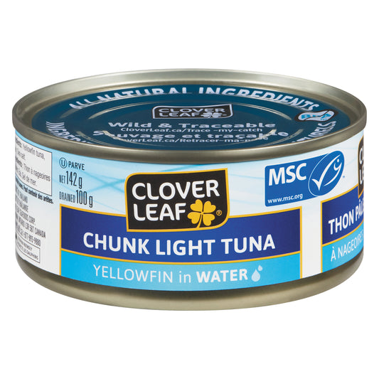 CLOVERLEAF CHUNK LIGHT TUNA IN WATER, 24 X 142 G
