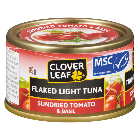 CLOVERLEAF LIGHT TUNA FLAKES TOMATO & BASIL, 24 X 85 G