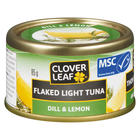CLOVERLEAF WHITE TUNA FLAKES LEMON DILL, 24 X 85 G