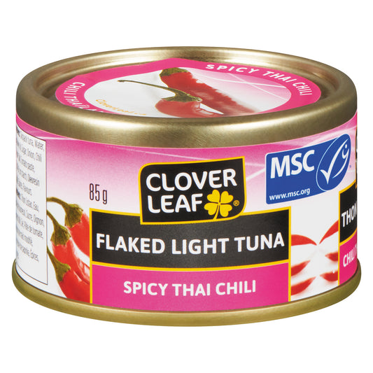 CLOVERLEAF LIGHT TUNA FLAKES SPICY THAI, 24 X 85 G