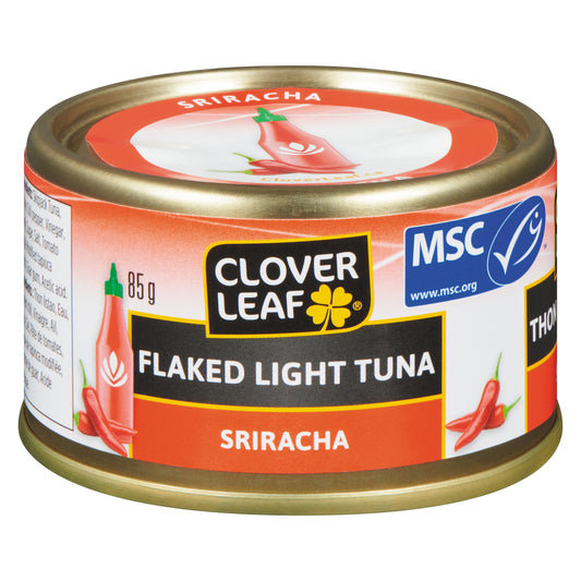 CLOVERLEAF LIGHT TUNA FLAKES SRIRACHA, 24 X 85 G