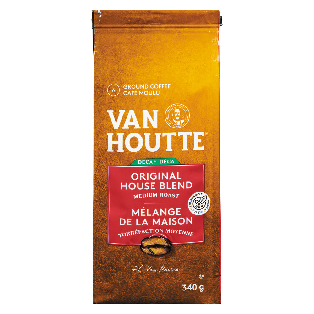 VANHOUTTE DECAF HOUSE BLEND COFFEE, 6 X 340 G
