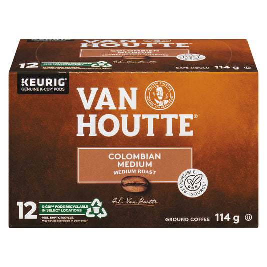 VANHOUTTE COLOMBIAN COFFEE MEDIUM 12 KCUP, 6 X 114 G