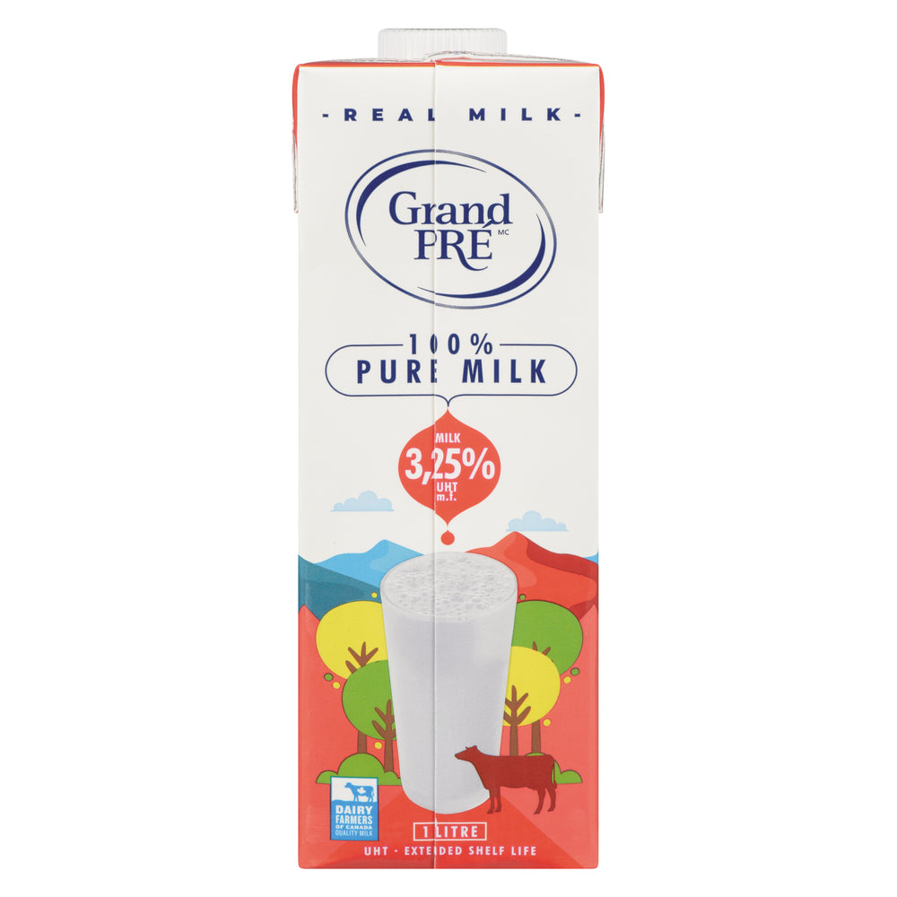 GRAND PRE WHOLE MILK 3.25%, 12 X 1 L