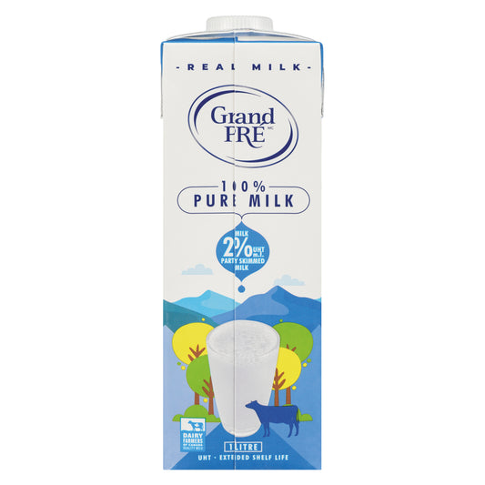 GRAND PRE NATURAL 2% UHT MILK, 12 X 1 L