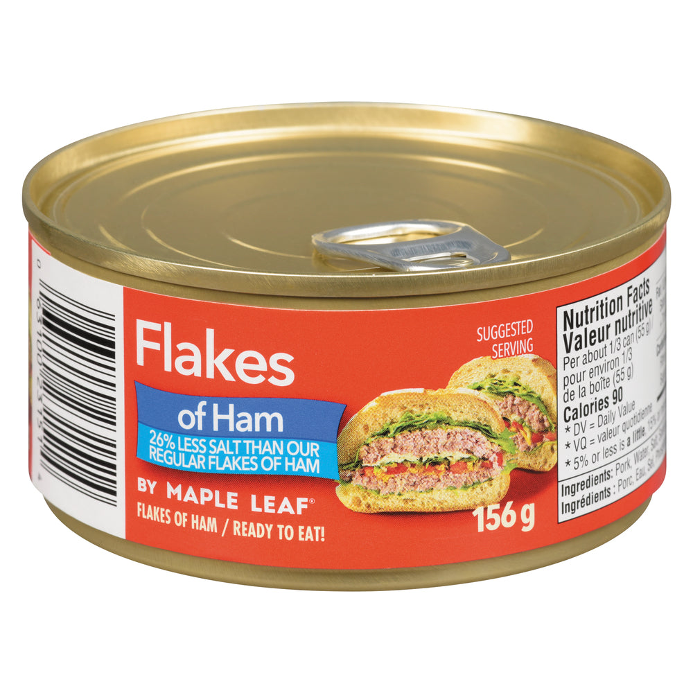 MAPLE LEAF HAM FLAKES LESS SALT, 24 X 156 G