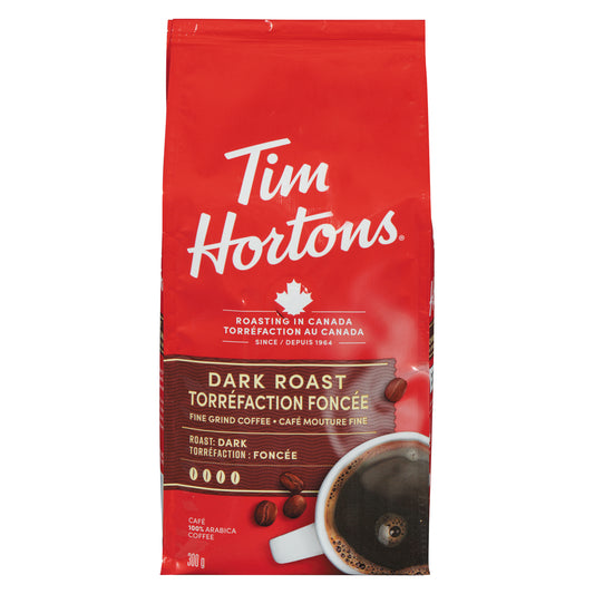 TIM HORTONS DARK ROAST GROUND COFFEE, 6 X 300 G