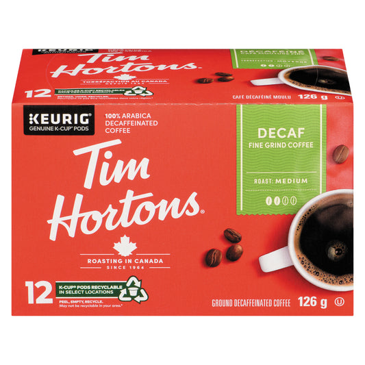 TIM HORTONS DECAF COFFEE 12 KCUP, 6 X 12 UN