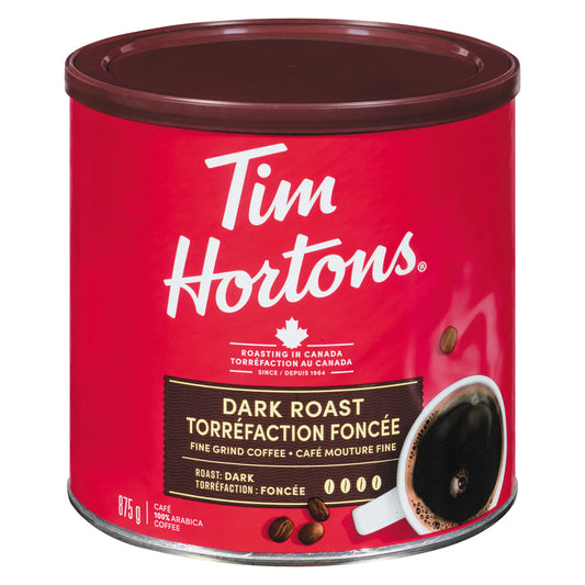 TIM HORTONS DARK ROAST GROUND COFFEE, 6 X 875 G