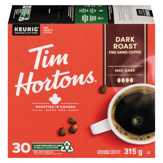 TIM HORTONS DARK ROAST COFFEE, 4 X 30 UN