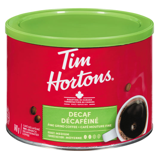 TIM HORTONS DECAFFEINATED COFFEE, 6 X 640 G