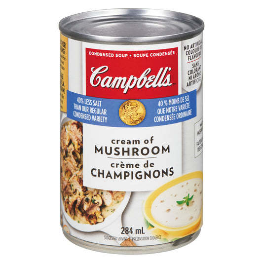 CAMPBELL CREAM OF MUSHROOM SOUP LOW SODIUM, 24 X 284 ML