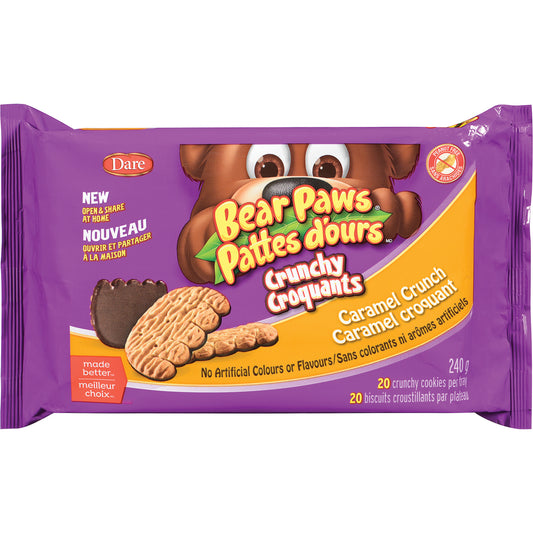 DARE BEAR PAWS BITE CARAMEL COOKIES, 12 X 240 G