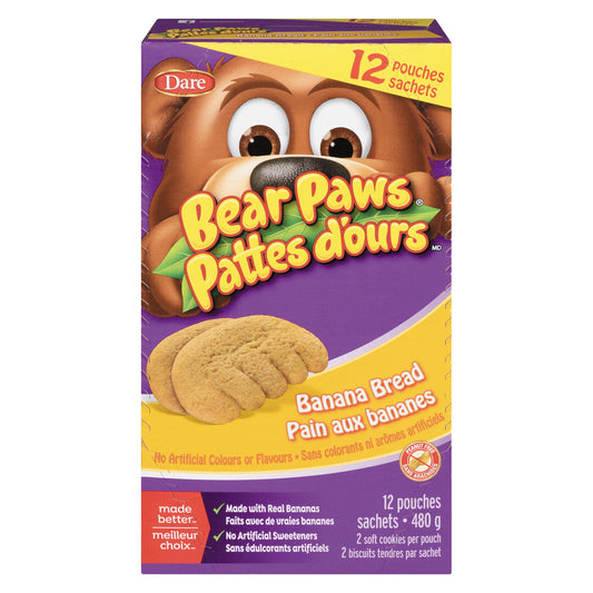 DARE BEAR PAW BANANA BREAD BISCUITS, 6 X 480 G