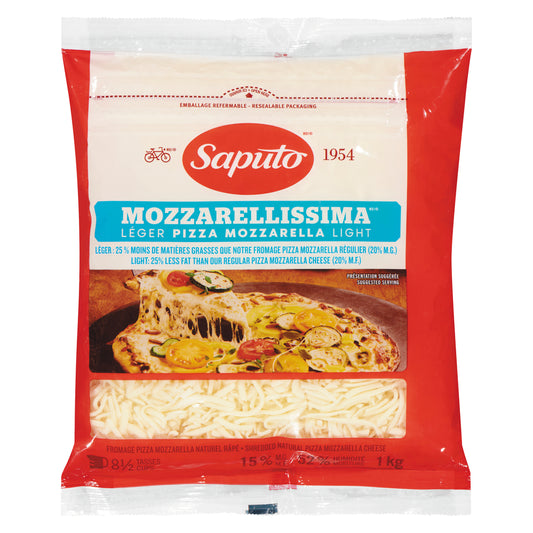 SAPUTO SHREDDED MOZZARELLISSIMA 15% M.F, 6 X 1 KG