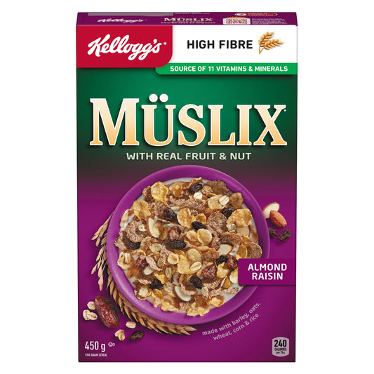 KELLOGG'S CEREAL MUSLIX RAISIN ALMONDS, 12 X 450 G