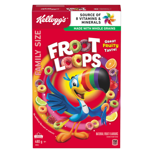 KELLOGG'S FROOT LOOPS CEREAL FAMILY SIZE, 14 X 480 G