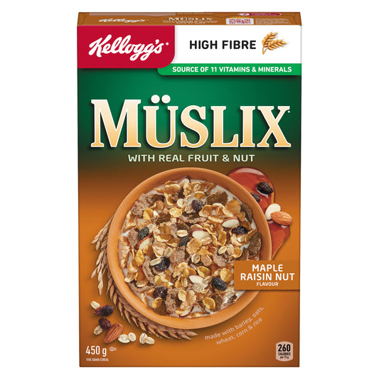 KELLOGG'S CEREAL MUSLIX MAPLE NUTS RAISIN, 12 X 450 G