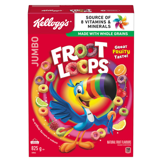 KELLOGG'S FROOT LOOPS CEREAL JUMBO, 14 X 825 G