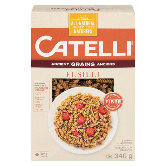 CATELLI ANCIENT GRAIN FUSILLI PASTA, 12 X 340 G