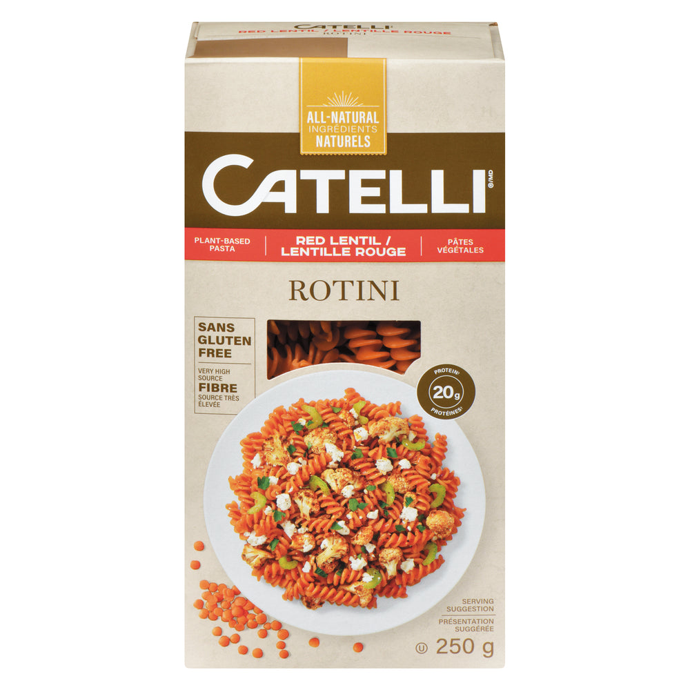 CATELLI RED LENTIL ROTINI PASTA, 10 X 250 G